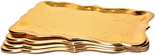 Gift Boutique 10 Gold Rectangle Trays for Dessert Display Table Parties 9" x 13" Disposable Paper Cardboard in Elegant Shape for Platters Cupcake Birthday Parties Dessert Weddings and More Food Safe