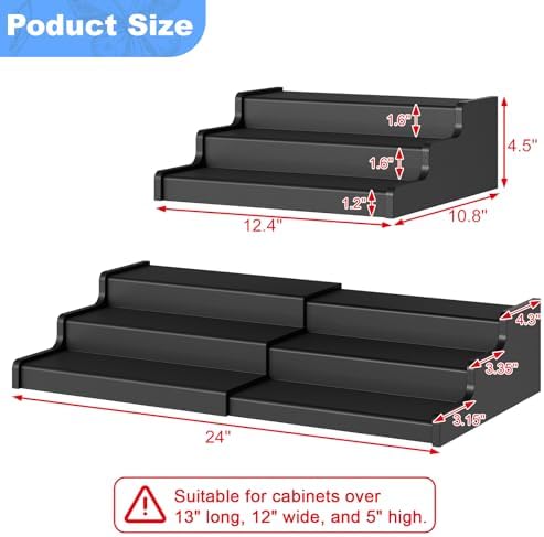 3-Tier Expandable Bamboo Can Organizer for Pantry, Holds 24 Cans, Black