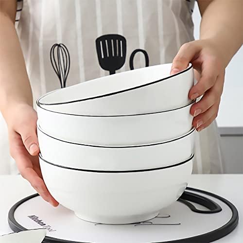 Hesen 60 oz Large Soup Bowl, Pho Bowls, Large Ramen Bowl Set of 3, 8 in Off White Porcelain Big Bowls… (Pack of 2)