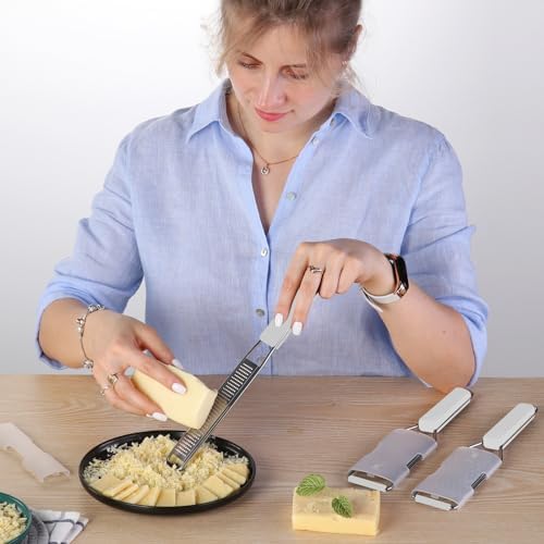 Cambom Cheese Grater Citrus Zester Lemon Zester Pack of 3-304 Stainless Steel - A Sharp Tool for Parmesan Cheese, Ginger, Garlic, Nutmeg, Chocolate, Vegetables,Fruits,Dishwasher Safe Clear