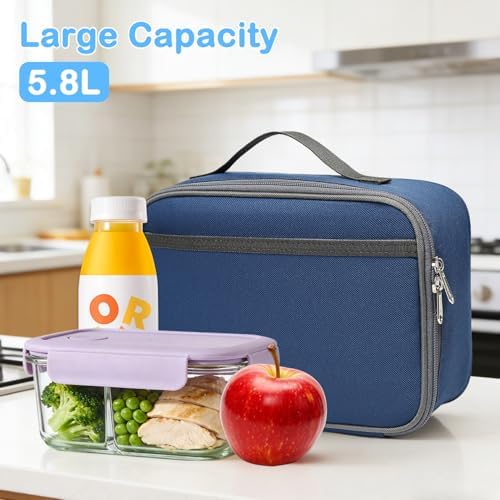 FlowFly Kids Lunch box Insulated Soft Bag Mini Cooler Back to School Thermal Meal Tote Kit for Girls, Boys,Cyan