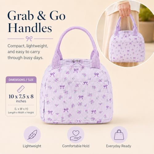 Bluboon Lunch Bag for Women Men Cute Corduroy Lunch Tote Bags Reusable Insulated Lunch Box Large Capacity Reusable Insulated Cooler for Work Picnic or Travel