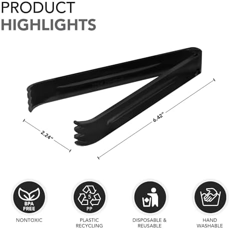 Party Essentials Disposable Heavy Duty Plastic Serving Utensils for Buffets Events Parties, 4-Sets of Spoons/Forks/Tongs, Black