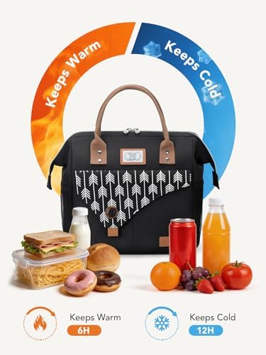Lekesky Insulated Lunch Bag Portable Lunch Box-11L, Black