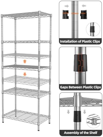 SINGAYE 5 Metal Shelves Wire Shelving Storage Shelf Adjustable Unit Pantry