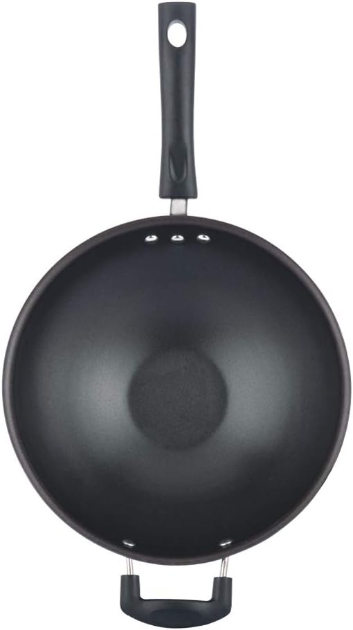 Vinod Zest Non-Stick 3mm Thick PFOA-Free Wok, 11", Black