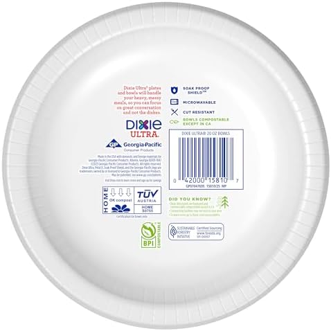 Dixie Ultra Large Paper Bowls 20 Oz, Disposable Bowls, 56 Count