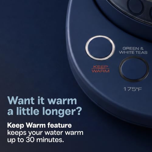 Viante Alba Electric Tea Kettle, Infuser, No Plastic, 1.5L, Midnight Blue