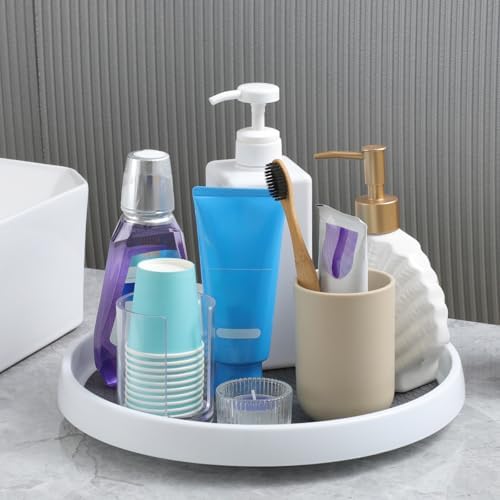 2 Set, 10 Inch Non-Skid Lazy Susan Organizers - Turntable Rack for Cabinet, Pantry Organization and Storage, Kitchen, Fridge, Bathroom Makeup Vanity Countertop, Under Sink Organizing, Spice Rack