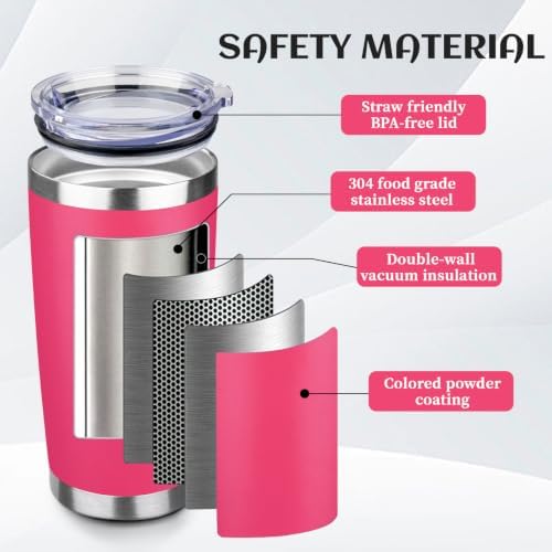 StarSpeed 20oz Stainless Steel Travel Coffee Tumbler,Peach Red