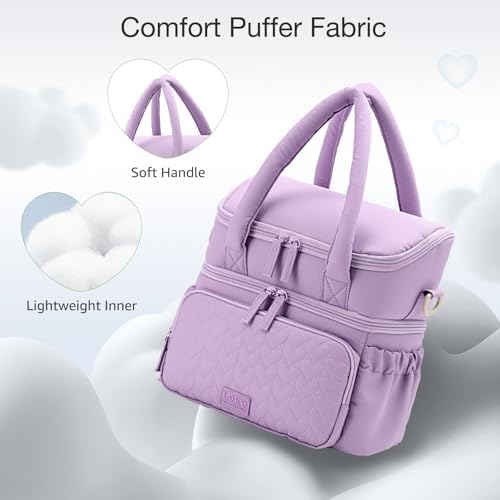 Double Deck Lunch Bag for Women, Purple-L