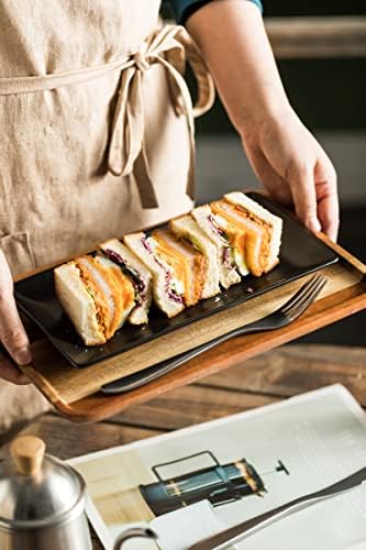 YHOSSEUN Ceramic Serving Platters Set of 4, 9.8 In Black Rectangular Plates