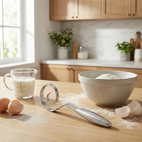 Maxjoy Danish Dough Whisk, Seamless Stainless Steel Sourdough Bread Tool