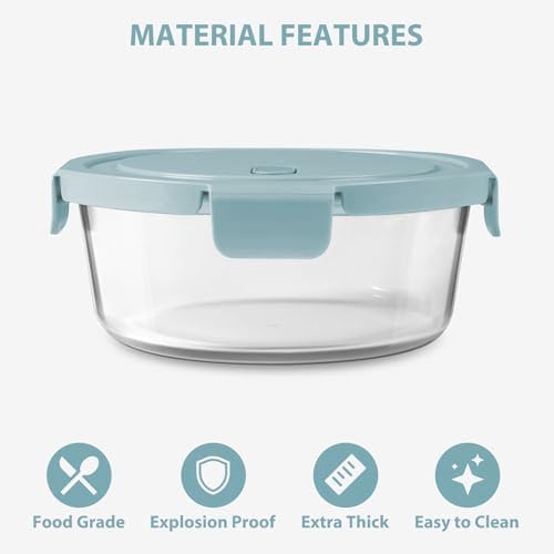 4 Cup/32oz Borosilicate Glass Meal Prep Containers with Vented Lids, 4 PACK