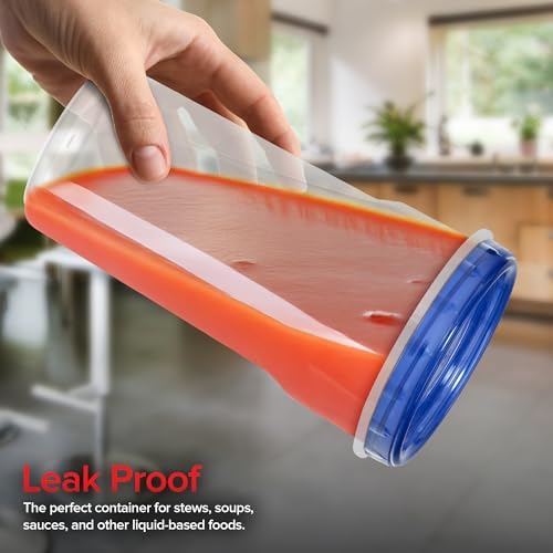 Stock Your Home 48oz Plastic Containers with Twist Top Lids (6 Pack), 1.5 Quart Freezer Containers with Lids for Leftover Food, Airtight Reusable Soup Containers, Microwave and Dishwasher Safe