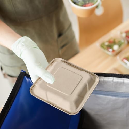 ECOLipak 300 Pack Compostable Take Out Food Containers 8 inch,3 Compartment