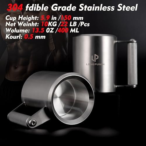 Heavy Mug 10KG/22LB 14 oz, Stainless Steel Overweight Dumbbell Cups, Fitness Sports Water Cup, Funny Beer Mug, Gym Workout and Coffee Enthusiast Gift, Prank Gift