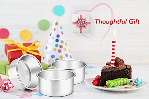 TeamFar 4 Inch Cake Pan, 6 Pcs Stainless Steel Round Baking Cake Pans Set