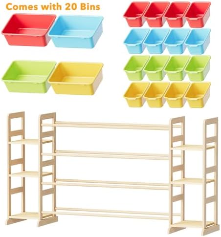 SpaceAid Toy Storage Organizer with 6 Shelves and 20 Bins, Toy Organizers Storage Bookshelf, Kids Bin Shelf Toys Box Bookcase for Bedroom Playroom Organization Room Decor, Multi-Colored