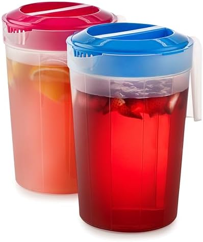 2-Pack 1-Gallon Water Pitchers with Lids, BPA-Free Plastic