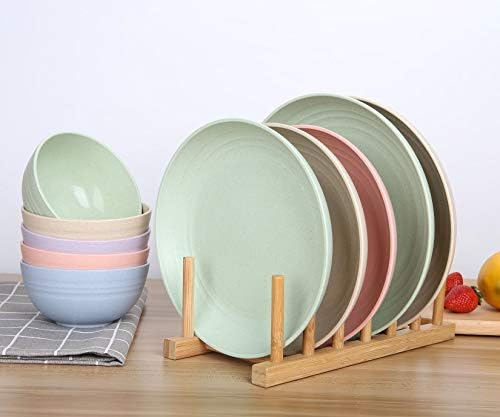 8.8 Inches Unbreakable Wheat Straw Plates - Reusable Plate Set - Dishwasher & Microwave Safe - Perfect for Dinner Dishes - Healthy, BPA Free & Eco-Friendly (8.8 Inches)