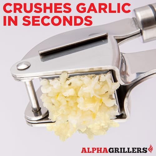 Alpha Grillers Garlic Press Stainless Steel, Mincer, Crusher & Peeler