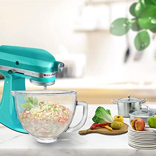 Glass Mixer Bowl For Kitchenaid Tilt-Head Stand Mixers 4.5-5 Quart, 5 qt Mixing Bowl Replacement For Kitchen aid With Measurement Markings,Handle