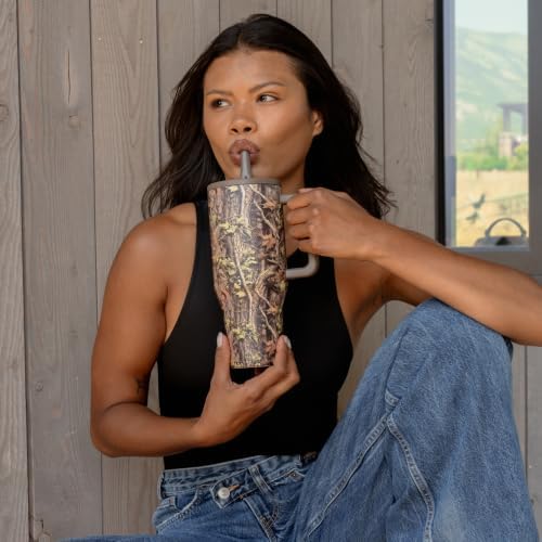 HydroJug Traveler 32oz, Insulated Tumbler with Handle & Straw, Woodland