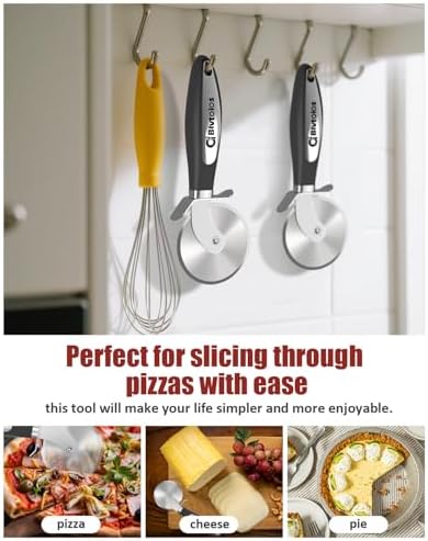 Premium Pizza Cutter, Multi-Purpose Stainless Steel Pizza Cutter Wheel with Non-Slip Soft Touch Handle, Perfect for Cutting Pizza, Dough and Pastry, Dishwasher Safe