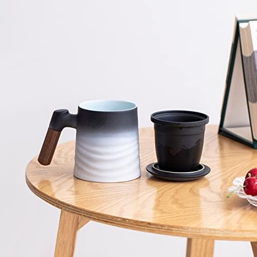 ZENS Tea Mug with Infuser and Lid for Loose Leaf Tea Steeper, 12oz White