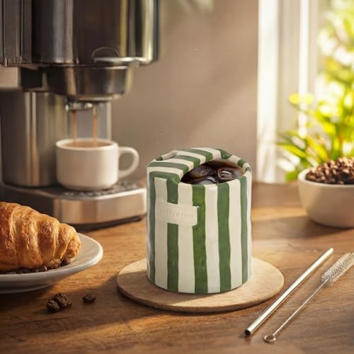 1 Pack Ceramic Coffee Mug with Sip Hole, Simple, Green