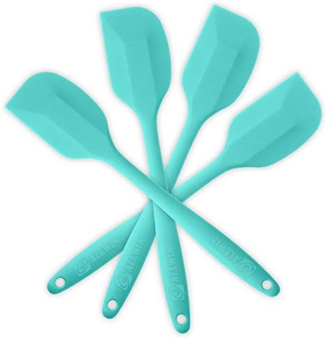 4-Piece Silicone Spatula Set with Stainless Steel Core, Light Blue