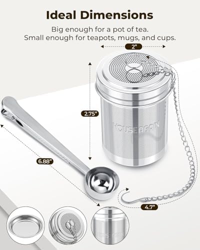 HOUSE AGAIN Large Tea Infuser with Scoop, 304 Stainless Steel Tea Strainer