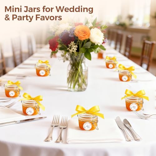 ComSaf Small Mason Glass Jars with Airtight Lids 4 oz 6 Pack Pantry
