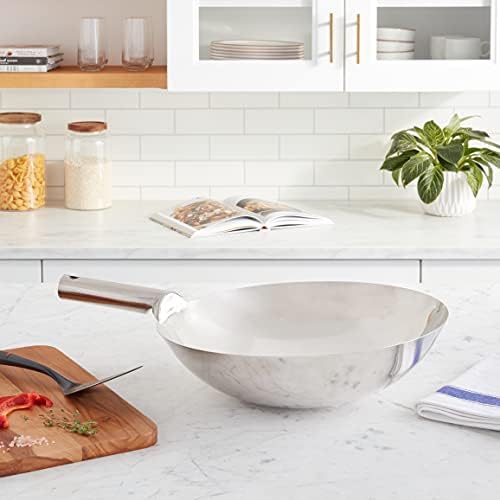 Winco 16" Welded Joint Stainless Steel Wok