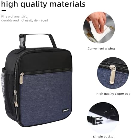 Lovoeo Lunch box Lunch bag for men women Insulated Lunchbox Lunch bags for Work Picnic Travel (Thicken navy blue)
