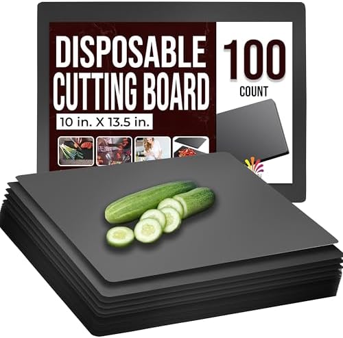 Disposable Cutting Boards for Kitchen 100 Count Black Cutting Board 10 Inch X 13.5 Inch Flexible Cutting Boards For Kitchen ~ Patent Pending ~ Recyclable Disposable Cutting Board Sheets By Crown