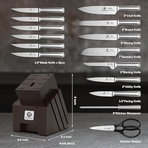imarku 16-Pieces Knife Set, High-Carbon Stainles Steel Kitchen Knife Set