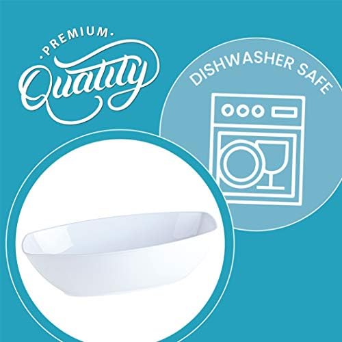 White Disposable Oval Serving Bowls, Party Snack Salad Bowl Pack of 4
