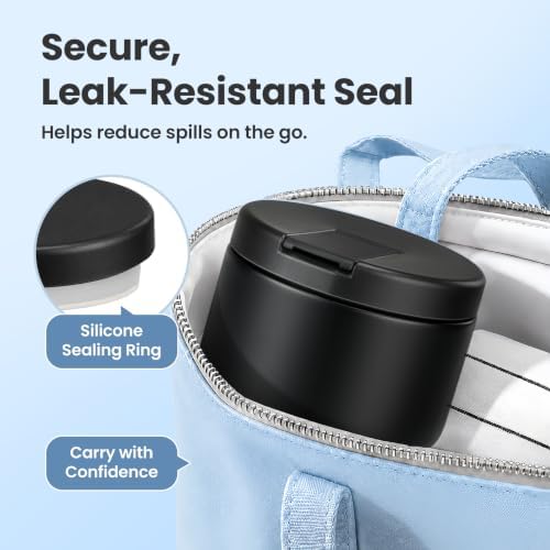 Pawtong 12oz Insulated Vacuum Food Jar with Buckle Lid Wide Mouth Soup Thermo for Hot Food Kids Leakproof Stainless Steel Lunch Container- Black- 1Pack