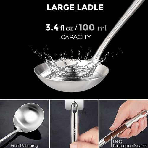 YOSUKATA Carbon Steel Wok Pan – 13,5 “ Stir Fry Pans PLUS 17" Wok Spatula and Ladle Skimmer Spoon - Stainless Steel Cooking Utensils Set