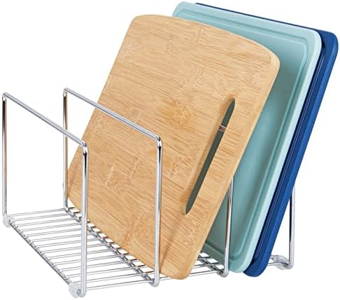 mDesign Baking Tray Rack — Wire Rack for Sorting Trays, Pans and other Cookware Items — Free-Standing Pan Stand for the Kitchen — Chrome