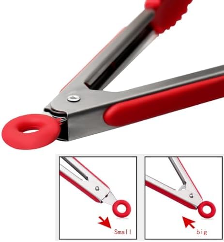 ZHIYE 9” Kitchen Tongs, 4 Pcs Silicone Tongs,Non-Slip Stainless Steel Tongs with Locking Clip for Food, Cooking, BBQ, Serving, Salad, Ice, Heat Resistant Food Grade
