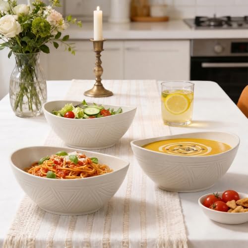 65 OZLarge Ramen Bowl, Wheat Straw Bowls Set of 4 (Beige)