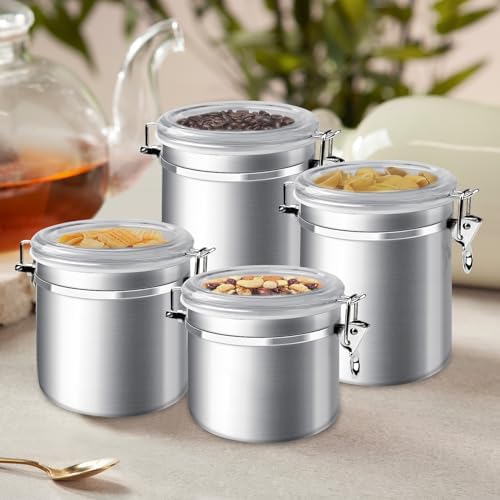 ENLOY 4-Piece Stainless Steel Airtight Food Storage Canister Set with Lid