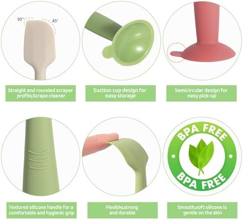 Butt Spatula Baby Diaper Cream spatula 3 Pcs with 3 Storage case,Soft Silicone Diaper Cream Applicator Bum Butt Paste spatulas Brush with Suction Base,Large diaper Rash cream Applicator