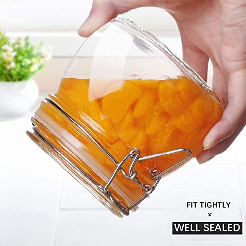 ComSaf Round Small Glass Pantry Jars with Airtight Lids 17 oz 6 Pack
