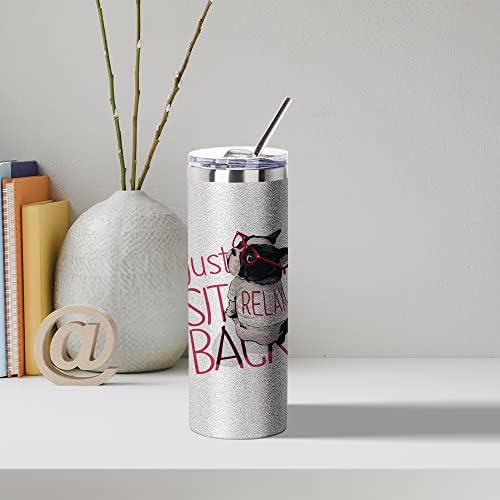 PYD Life 4 Pack Sublimation Tumblers Skinny 20 OZ Glitter Silver