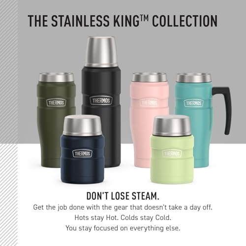 THERMOS Stainless King Food Jar with Spoon, 16oz, Matte Light Blue