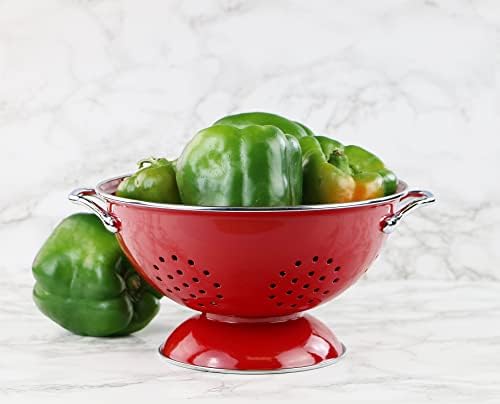 Calypso Basics by Reston Lloyd Powder Coated Enameled Colander, 3 Quart, Red